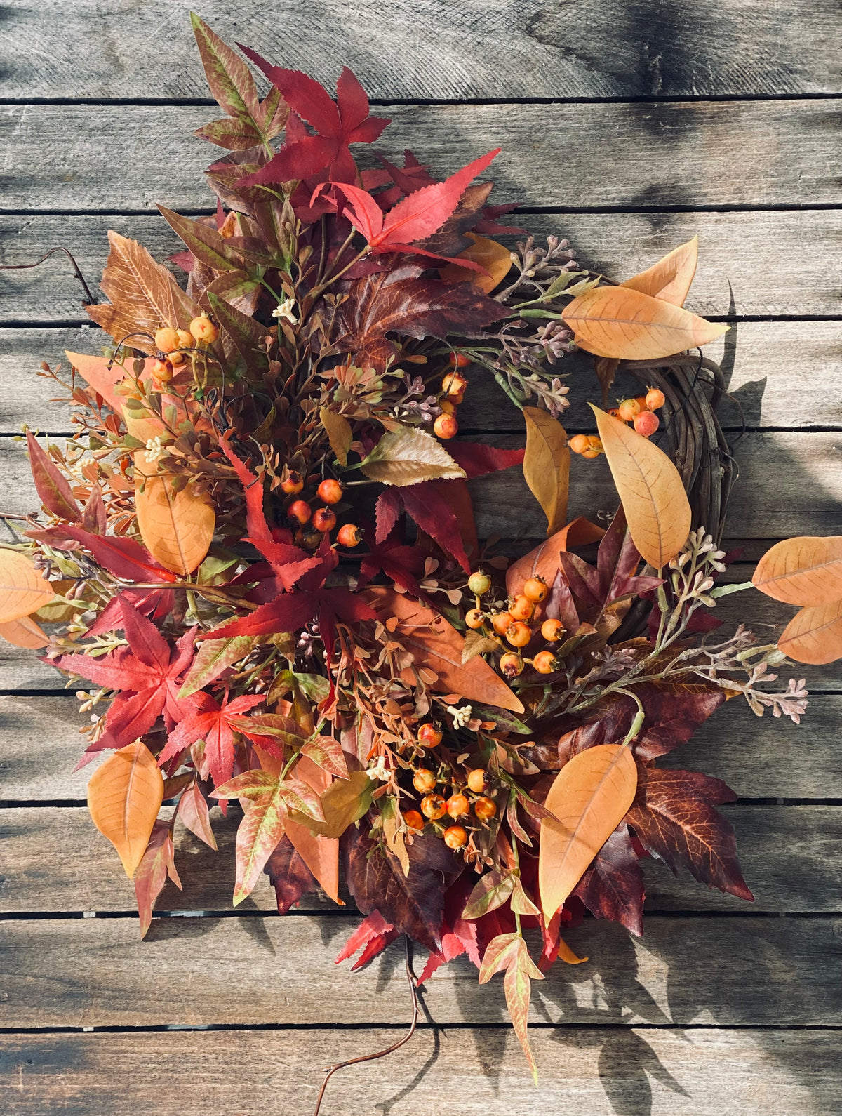 Small Fall Leaves Wreath with Berries | The Hudson Valley Wreath Company