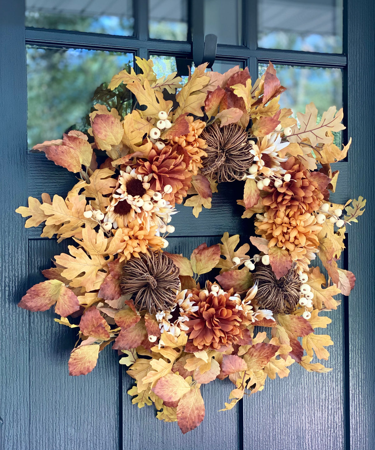 Autumn Foliage with Sunflowers and Pumpkins | The Hudson Valley Wreath ...
