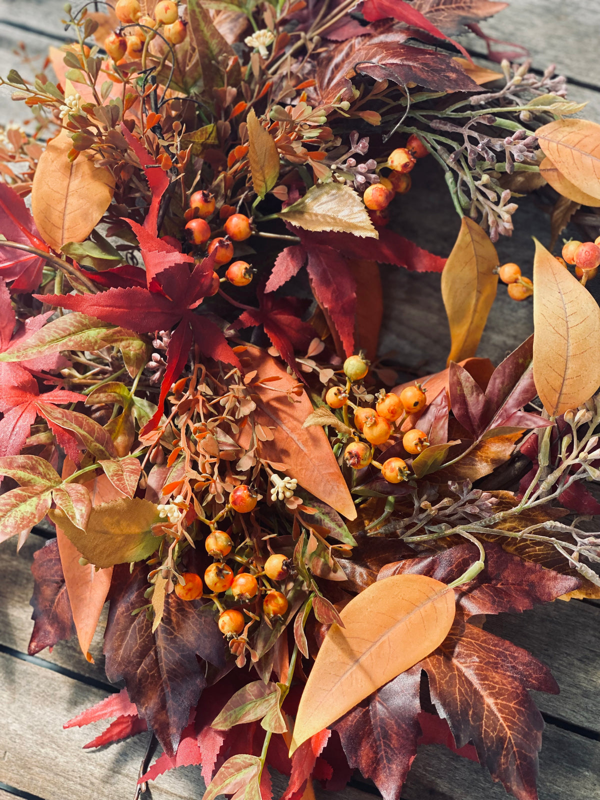 Small Fall Leaves Wreath with Berries | The Hudson Valley Wreath Company