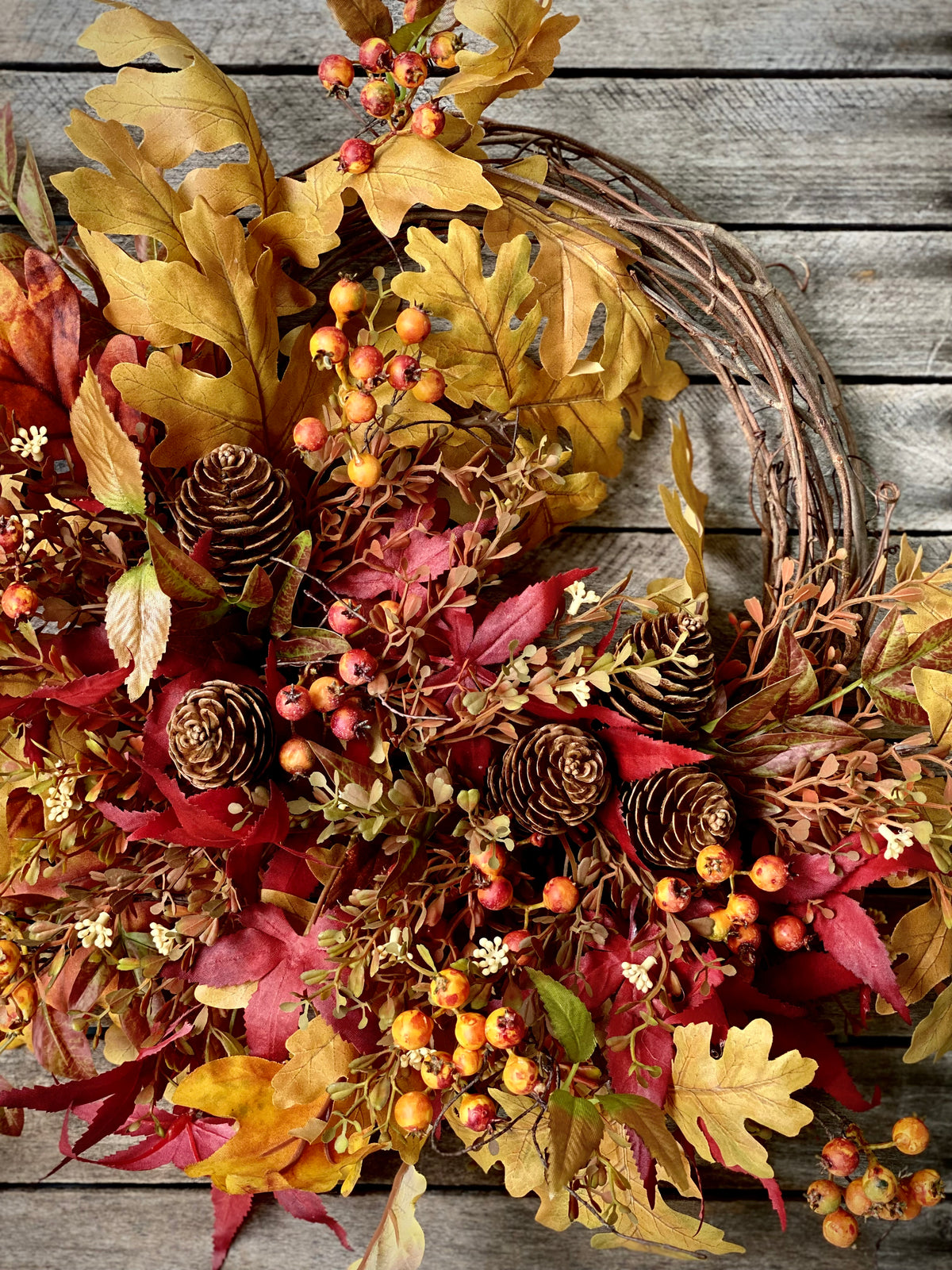 Autumn Leaves Vine Wreath with Fall Berries | The Hudson Valley Wreath ...