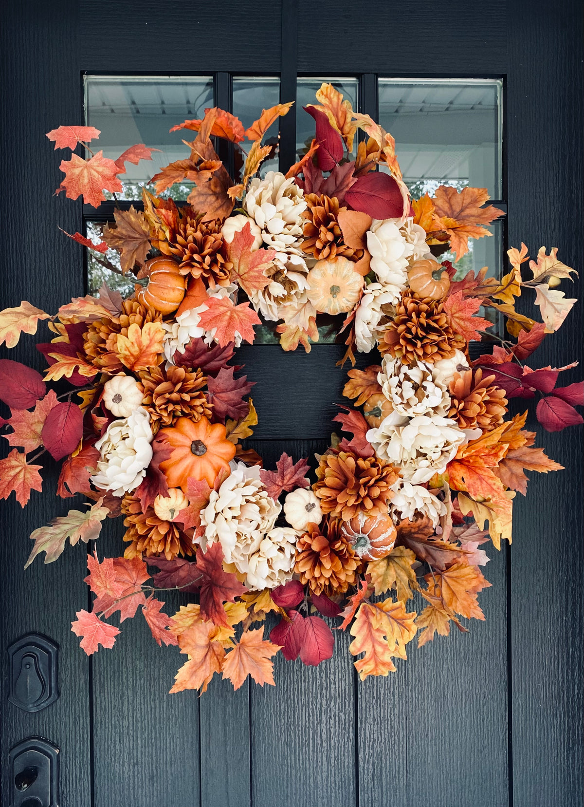 Fall Harvest Thanksgiving Wreath with Leaves and Pumpkins | The Hudson ...