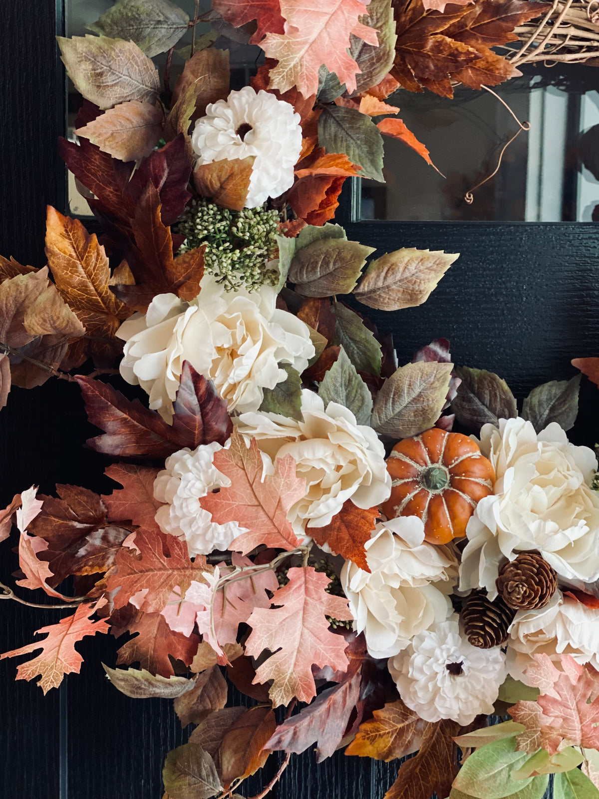 Autumn Floral Wreath with Birch Leaves | The Hudson Valley Wreath Company