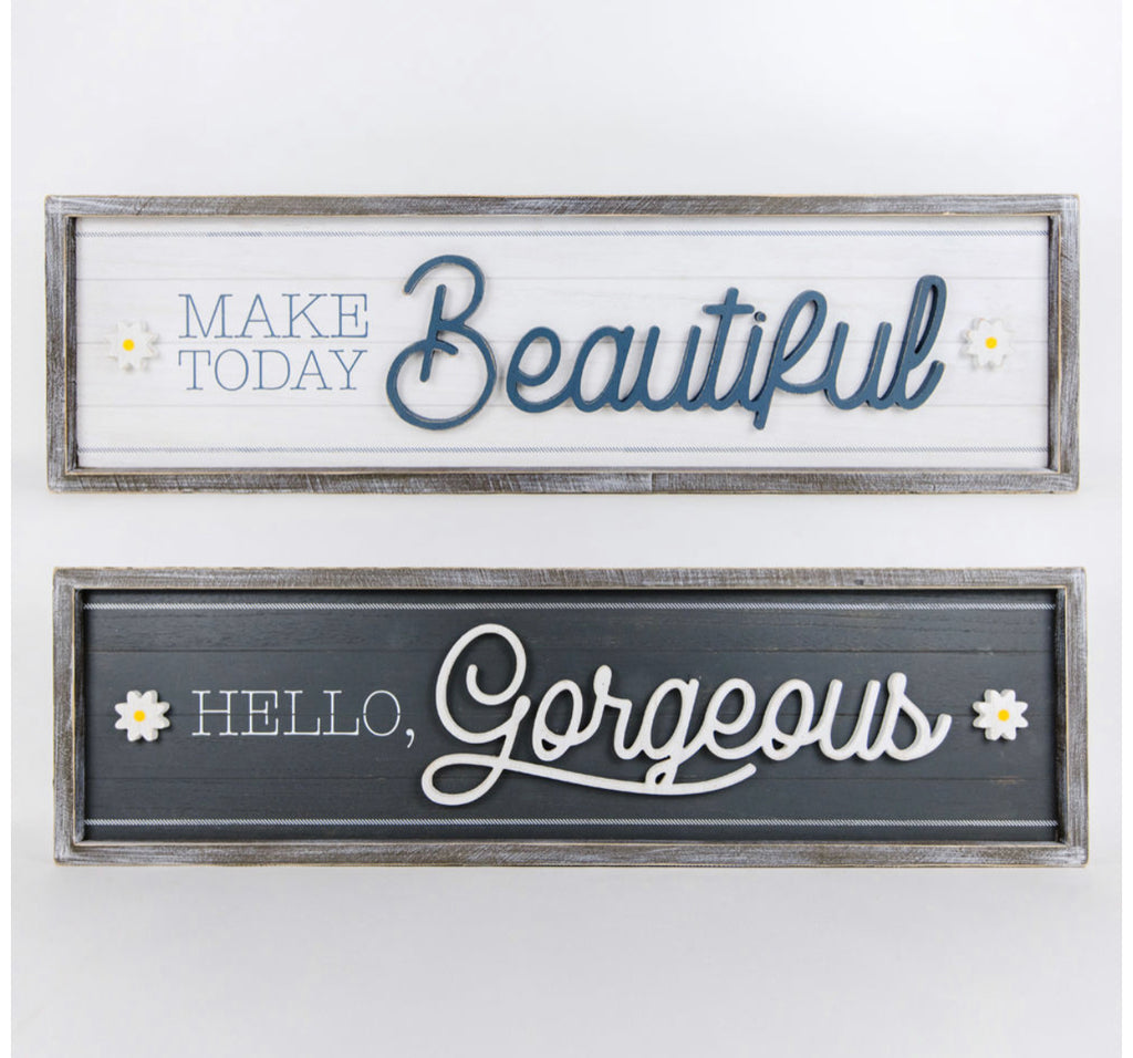 Reversible Wooden Sign Beautiful/Gorgeous