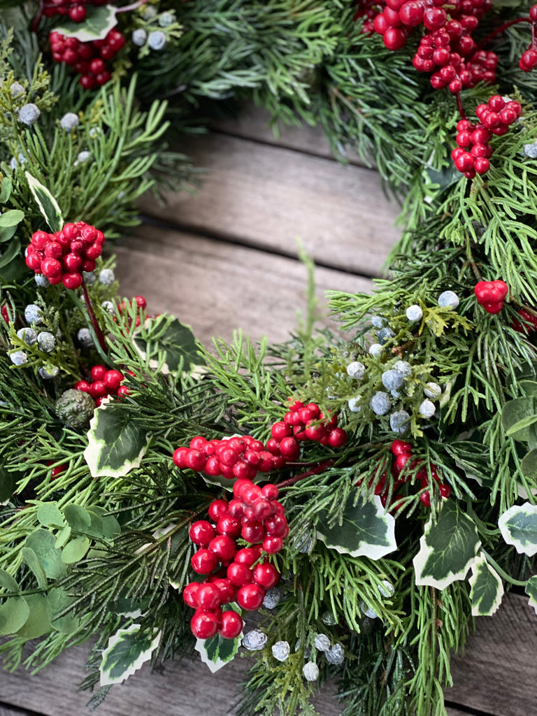 Cypress, Holly, and Berry Wreath/Centerpiece