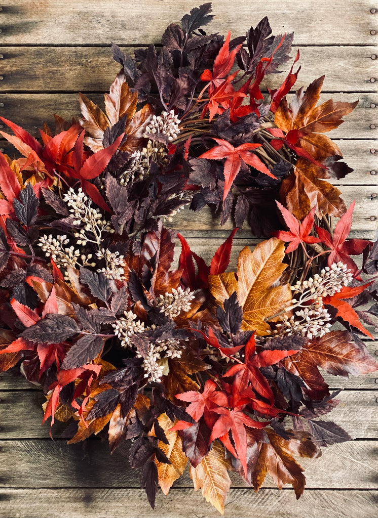 Fall Wreath with Mixed Leaves