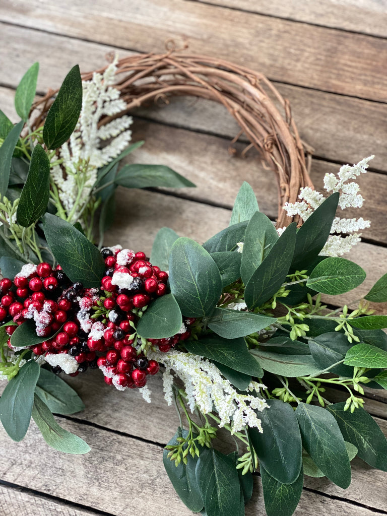 10” Eucalyptus with Winter Fern and Burgundy Berries