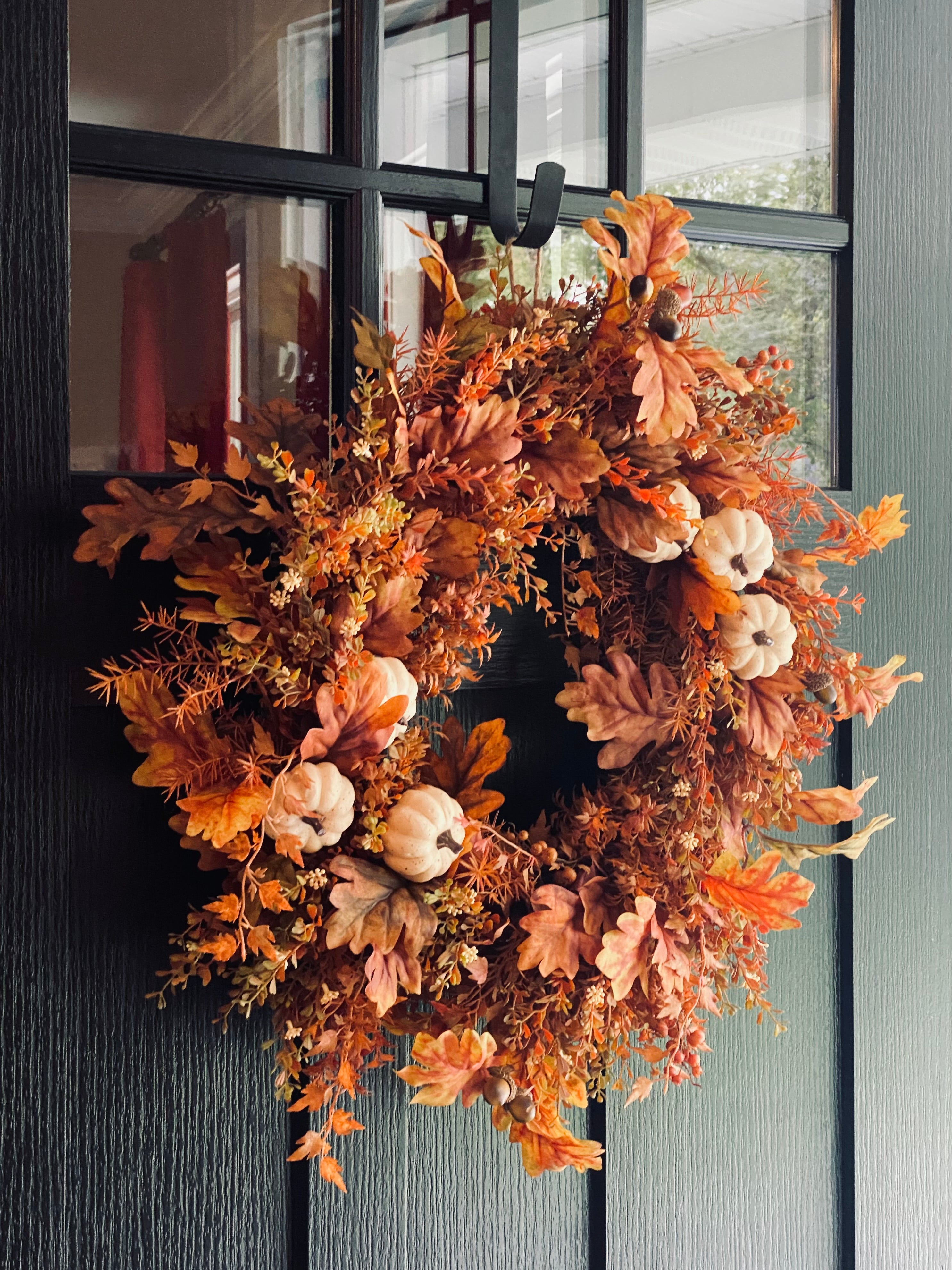 Rust Colored Fall Wreath with Ivory Pumpkins | The Hudson Valley
