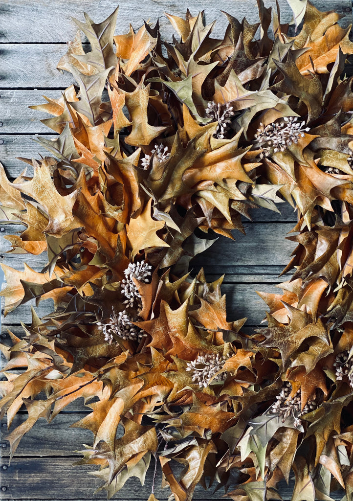 Dried-Look Holly Leaves in Fall Colors with Berries | The Hudson