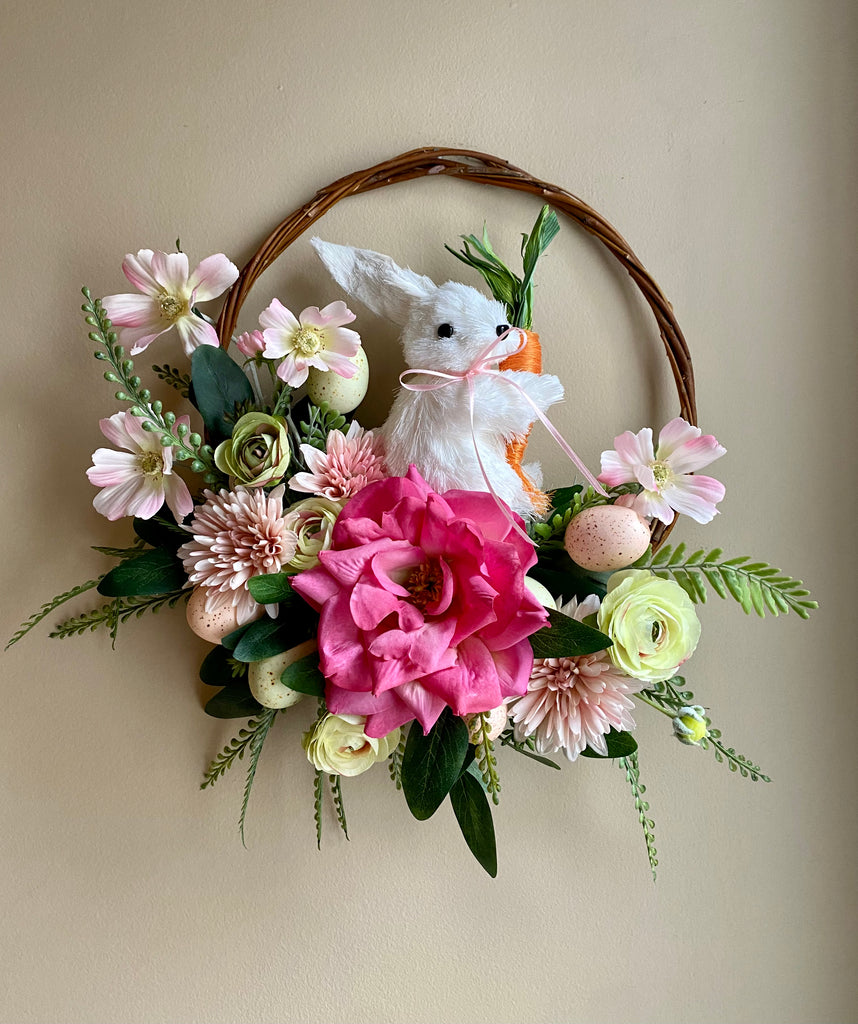 Easter Hoop Wreath with White Bunny