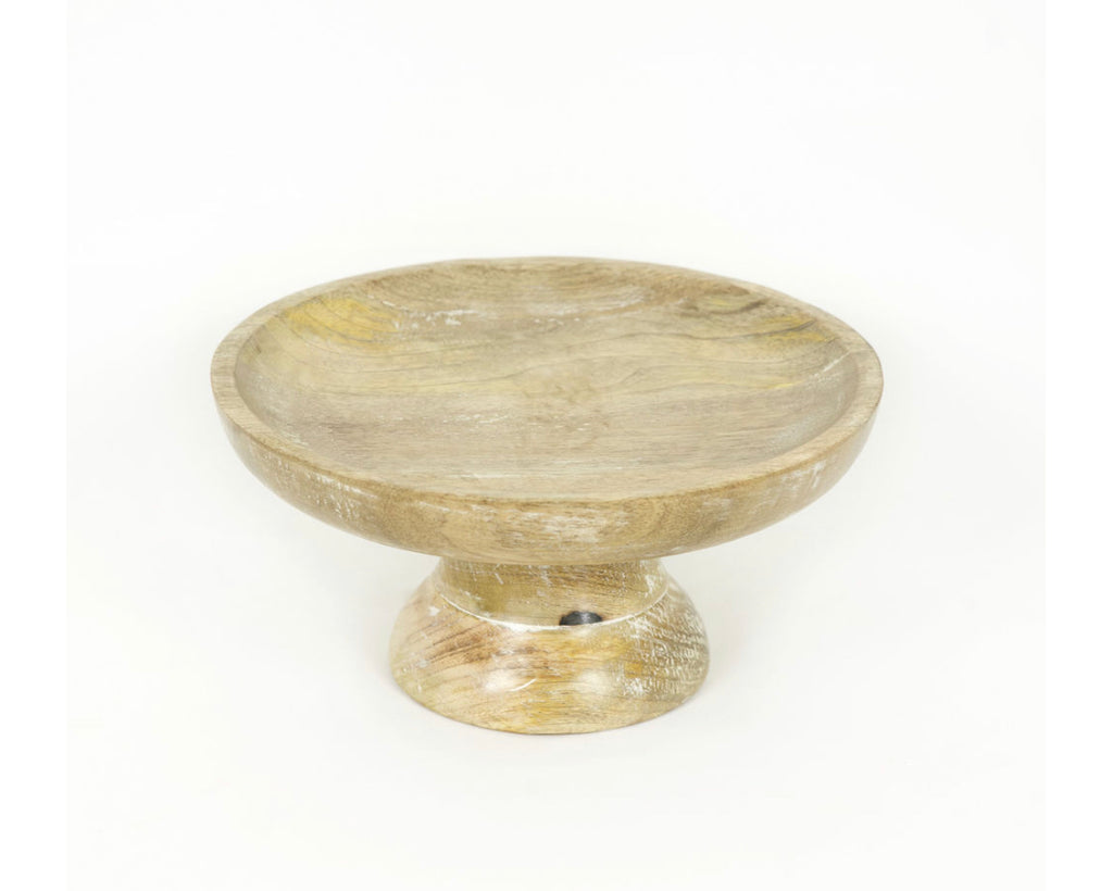 Mango Wood 10” Pedestal Bowl