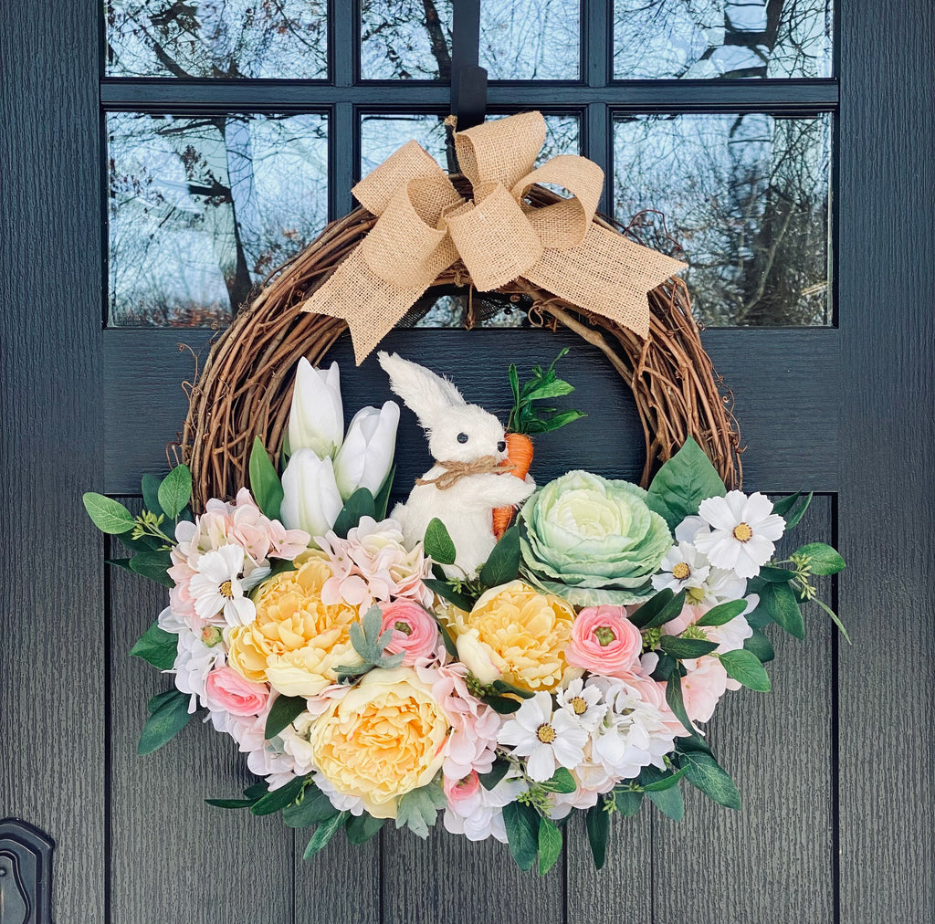 Easter Garden Wreath with Bunny