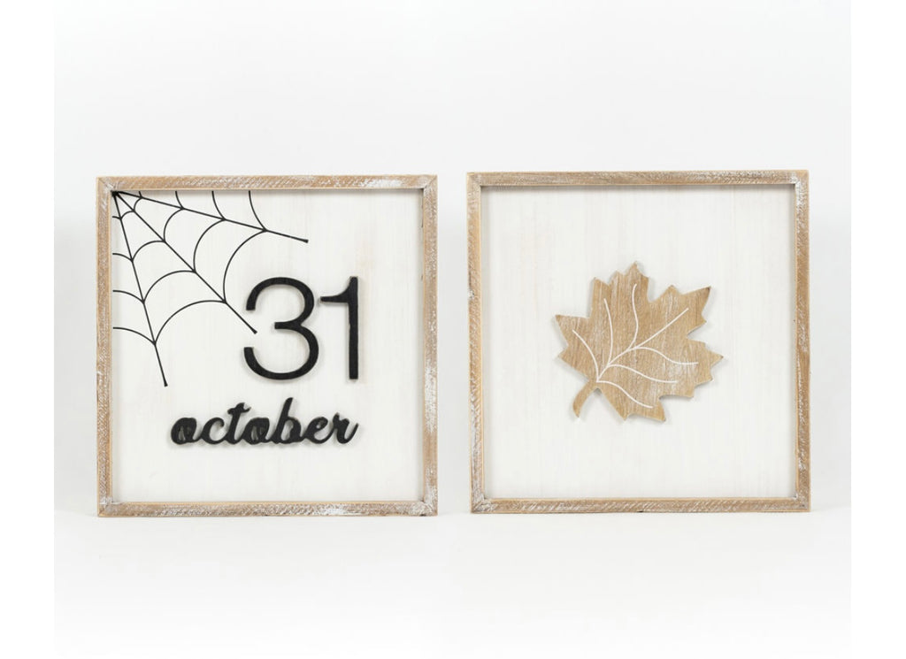 October 31st and Leaf Sign Reversible