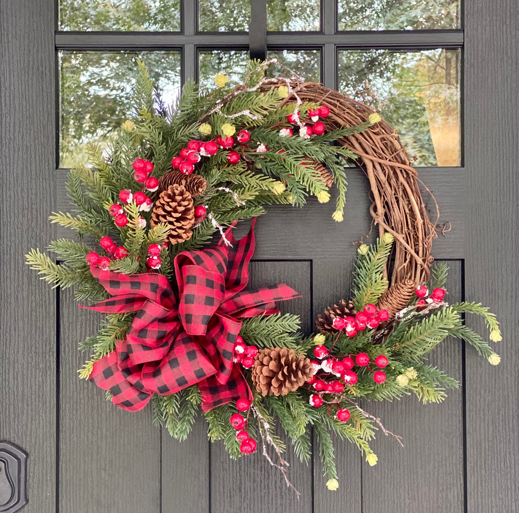 Pine with Frosted Berries Winter Wreath