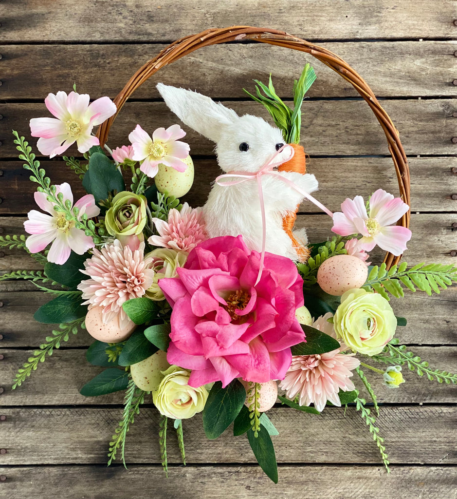 Easter Hoop Wreath with White Bunny
