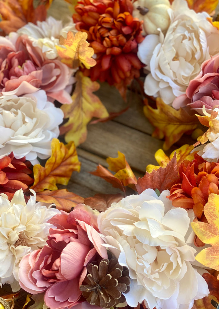Classic Fall Wreath with Peonies
