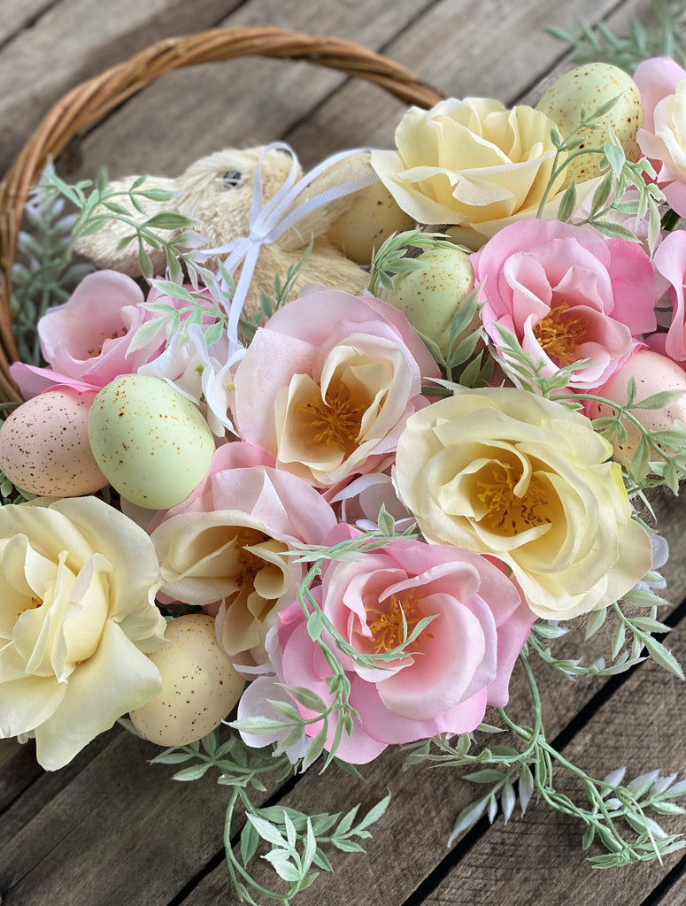 Easter Sisal Bunny with Pastel Roses
