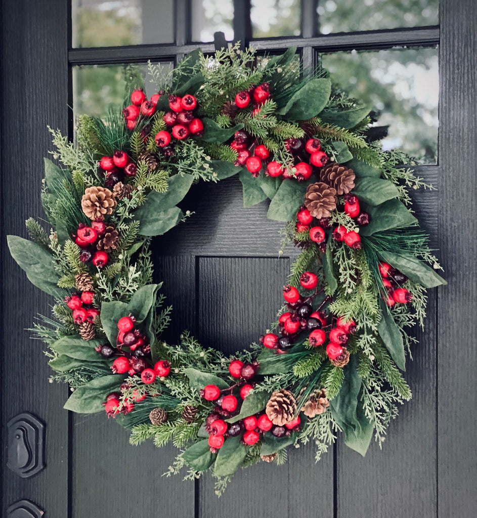 Traditional Mixed Pine and Berry Wreath