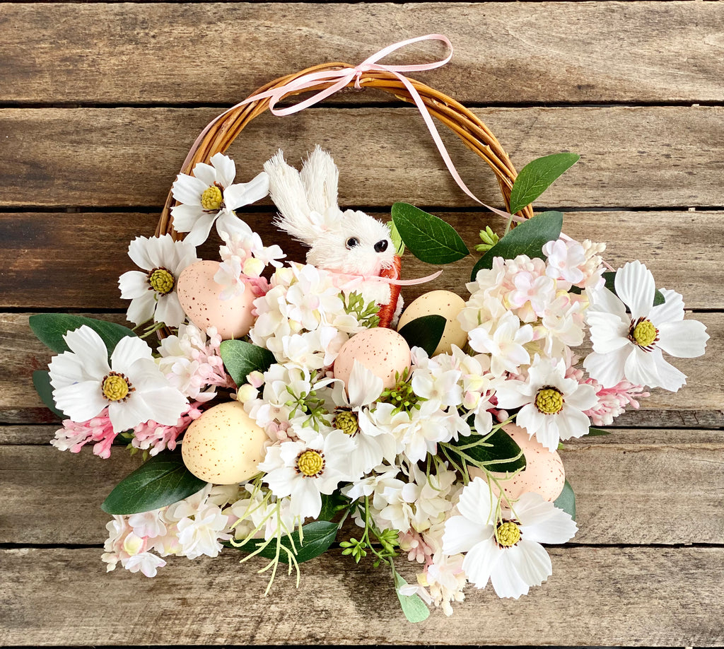 Easter Hoop Wreath with Sisal Bunny and Lilacs