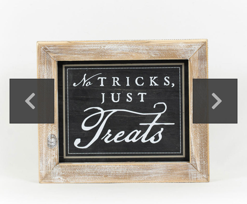 No Tricks, Just Treats and Give Thanks Reversible Sign
