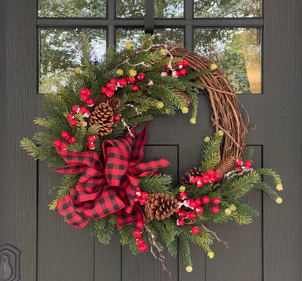 Pine with Frosted Berries Winter Wreath
