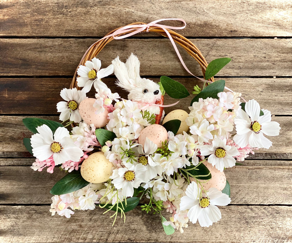 Easter Hoop Wreath with Sisal Bunny and Lilacs