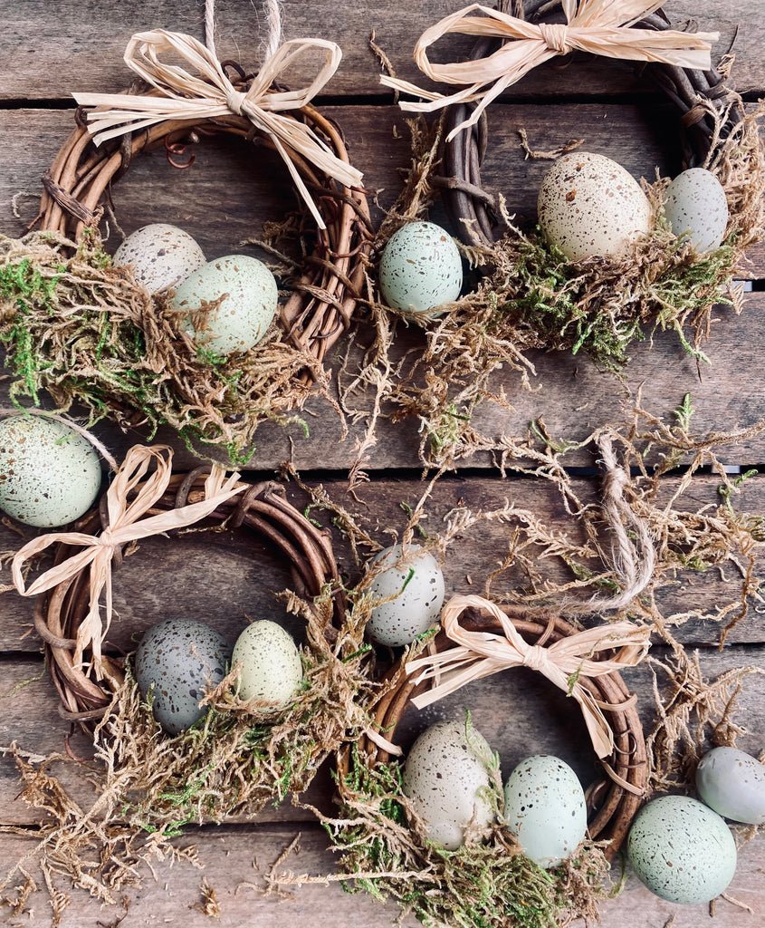 Mini Egg and Moss Wreaths 4” Set of 4