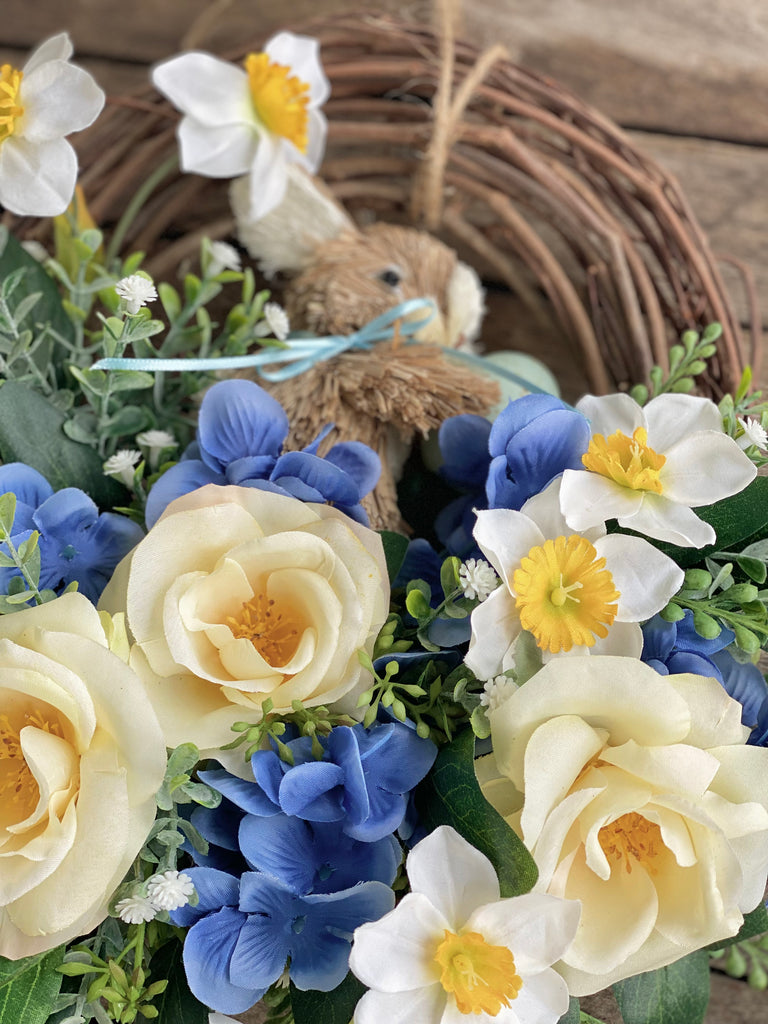 Easter Sisal Bunny Wreath Blue and Yellow